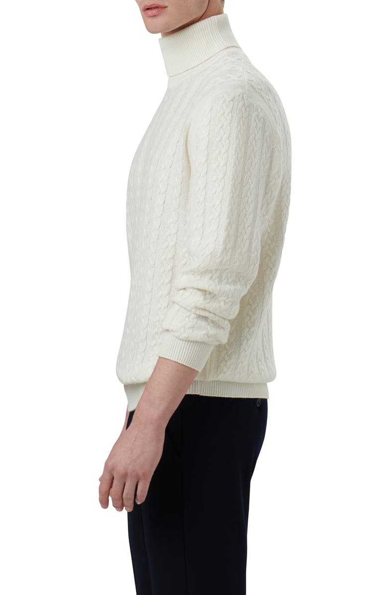 Bugatchi Cabled Turtleneck, Alternate, color, Chalk