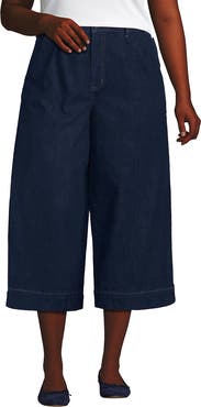 Lands' End Denim Mid Rise Wide Leg Culotte Jeans