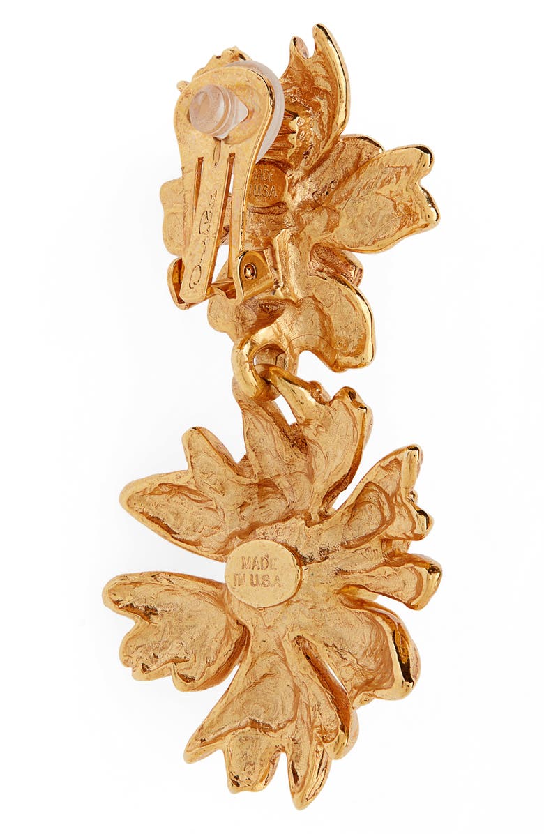 Oscar de la Renta Crystal Flower Drop Earrings, Alternate, color,