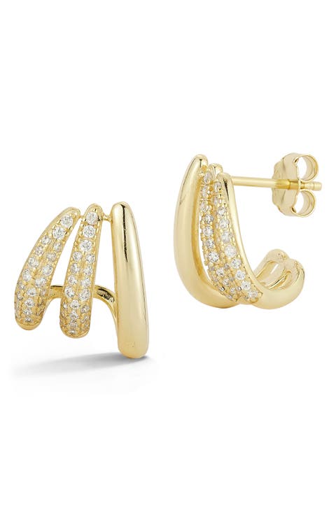 Triple Huggie Hoop Earrings