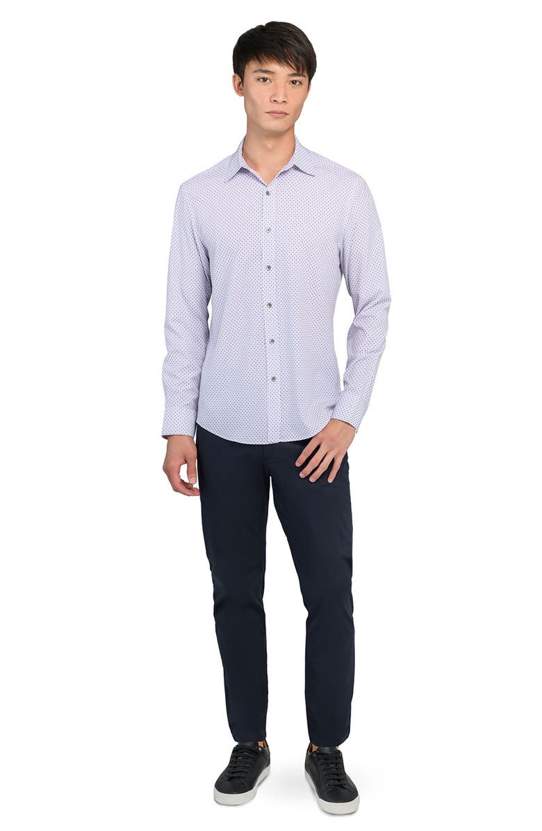 W.R.K Slim Fit Neat Medallion Print Performance Button-Up Shirt, Alternate, color, White/ Red