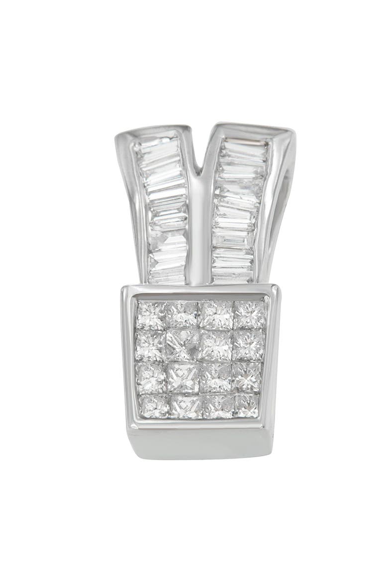 14K White Gold 1 1/3 cttw Diamond Sparkling Shapes Pendant Necklace, Main, color, White