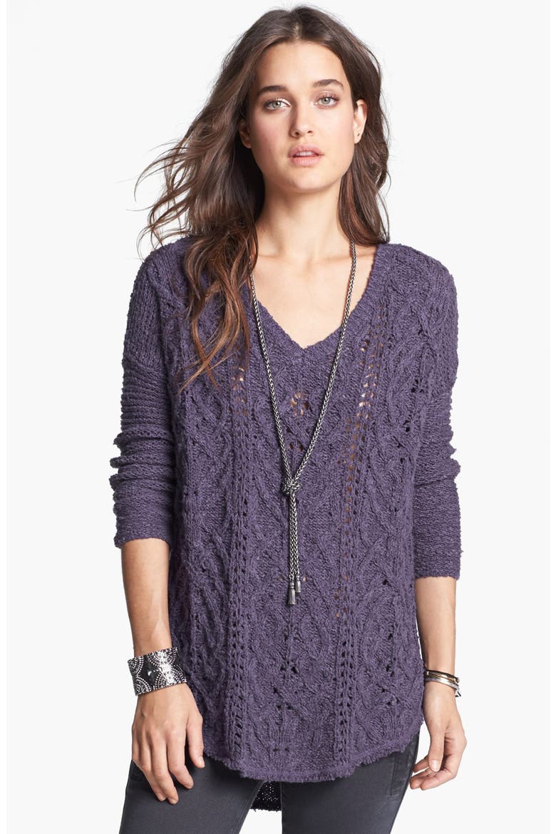 'Cross My Heart' High/Low Sweater, Main, color, DEEP ORCHID