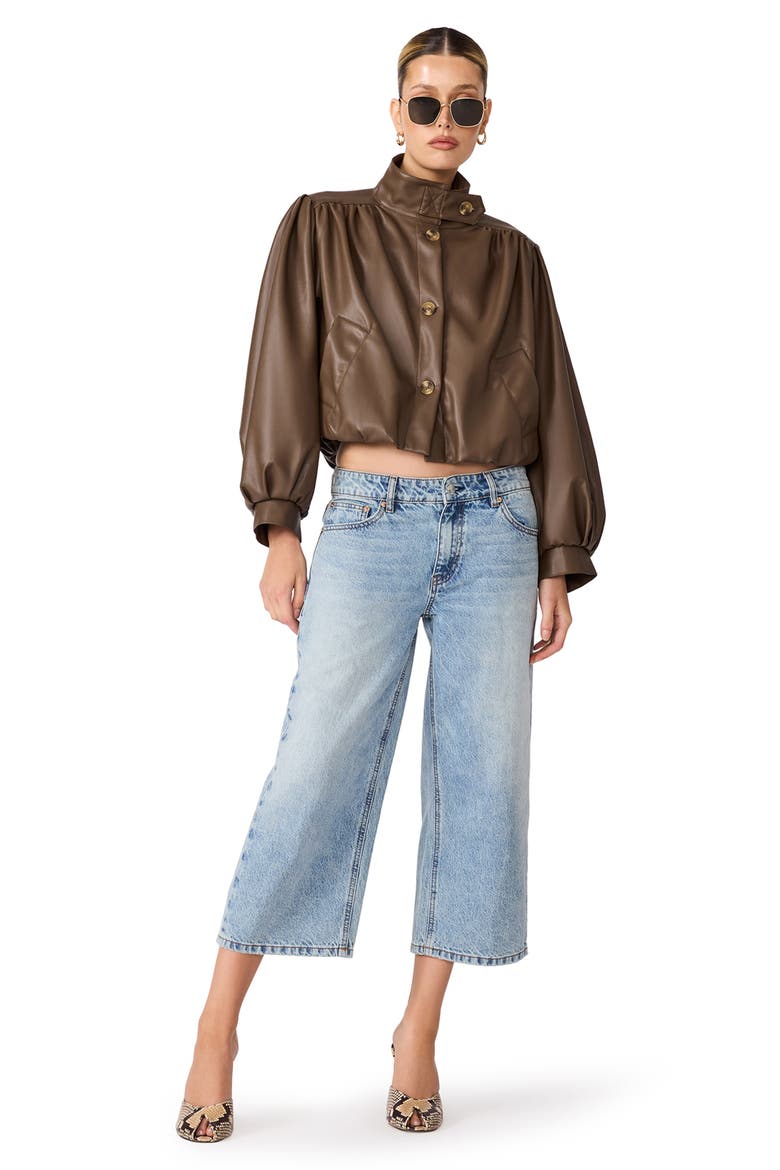 Deedee Faux Leather Bomber Jacket, Alternate, color, COCO