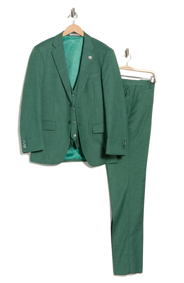 ZEGARIE Green Mélange 3-Piece Suit, Alternate, color, Green