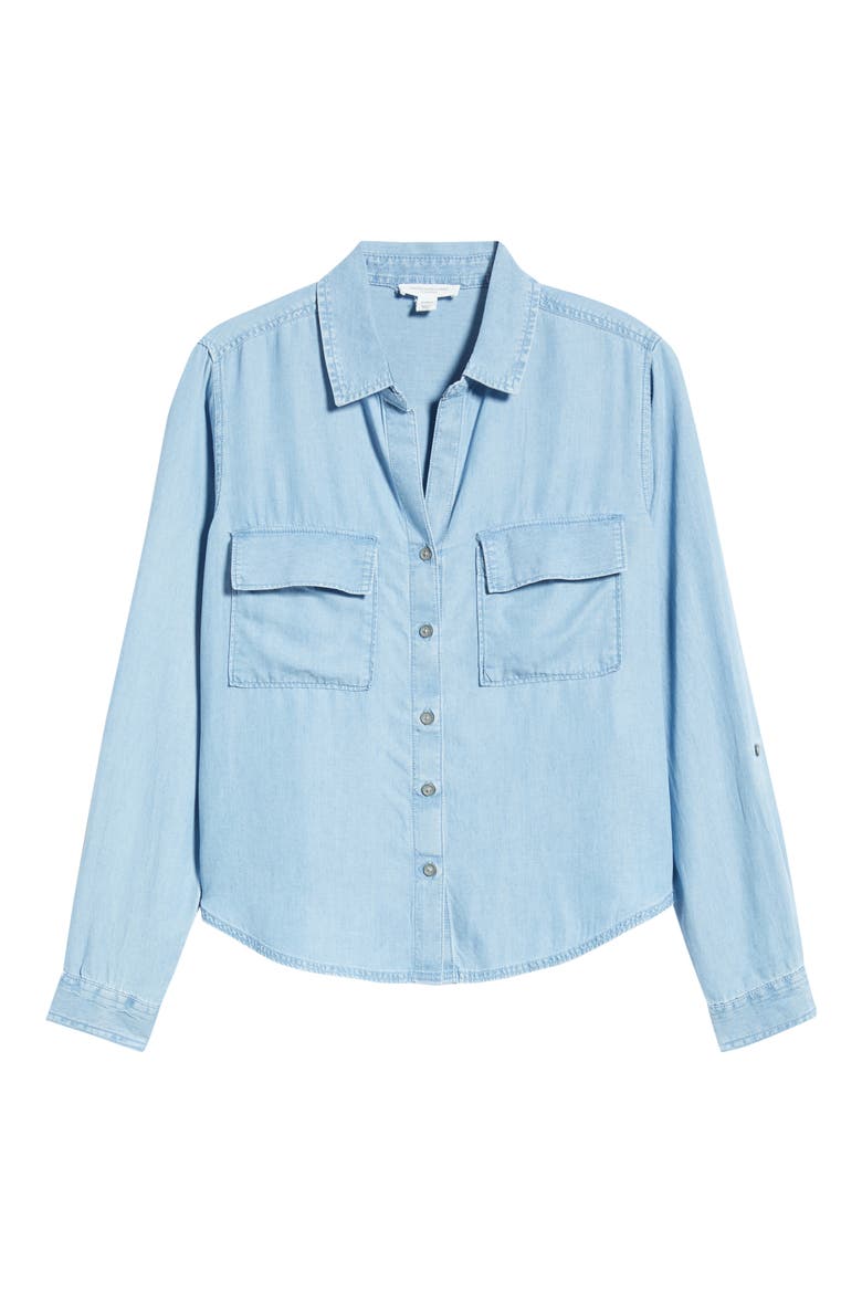 Fiorella Long Sleeve Button-Up Shirt, Alternate, color, LIGHT WASH
