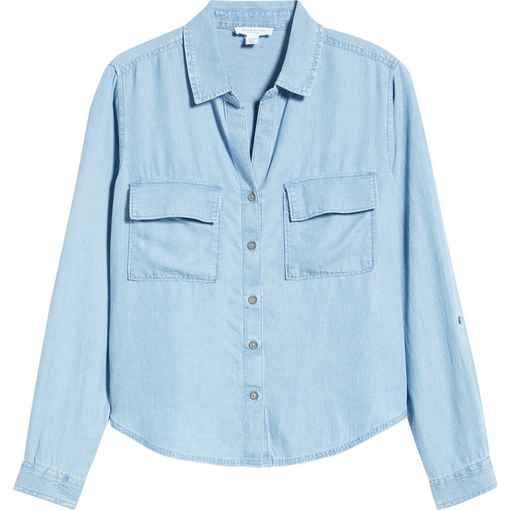 Beachlunchlounge Fiorella Long Sleeve Button-up Shirt In Blue