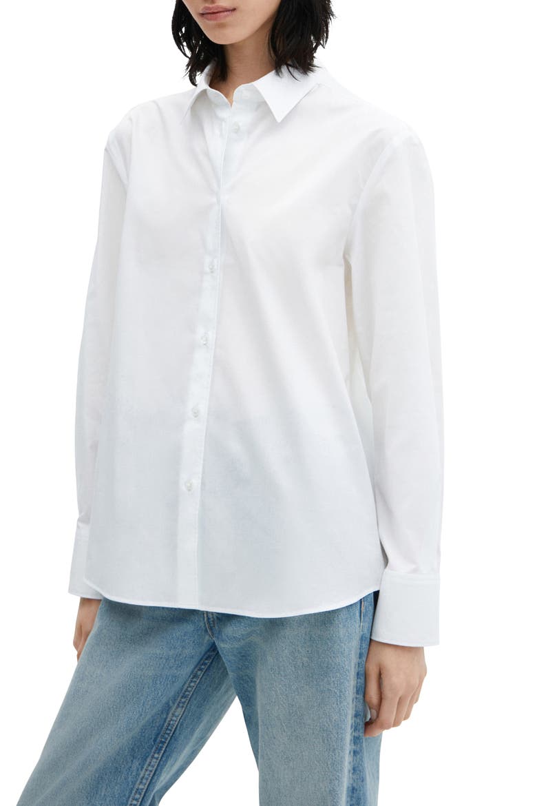 Oversize Cotton Button-Up Shirt, Main, color, OFF WHITE