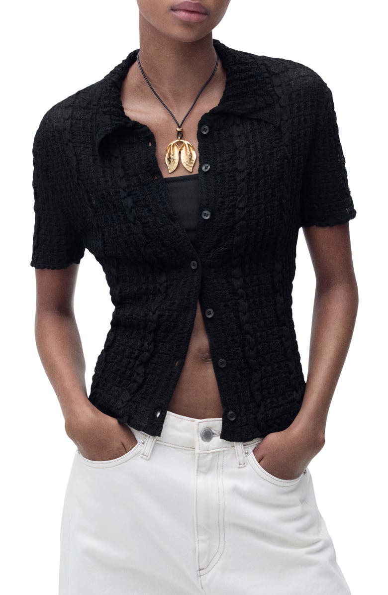 MANGO Texture Polo Cardigan, Main, color, 