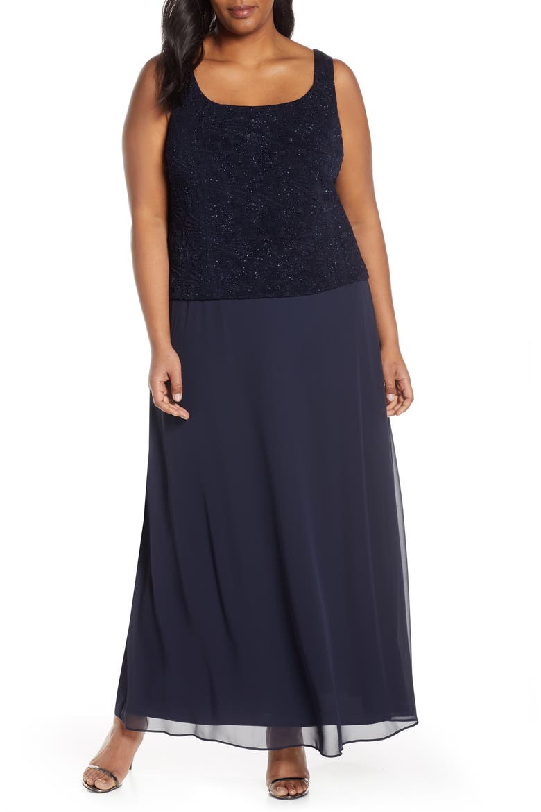 Mock Two-Piece Gown with Jacket, Alternate, color, NAVY