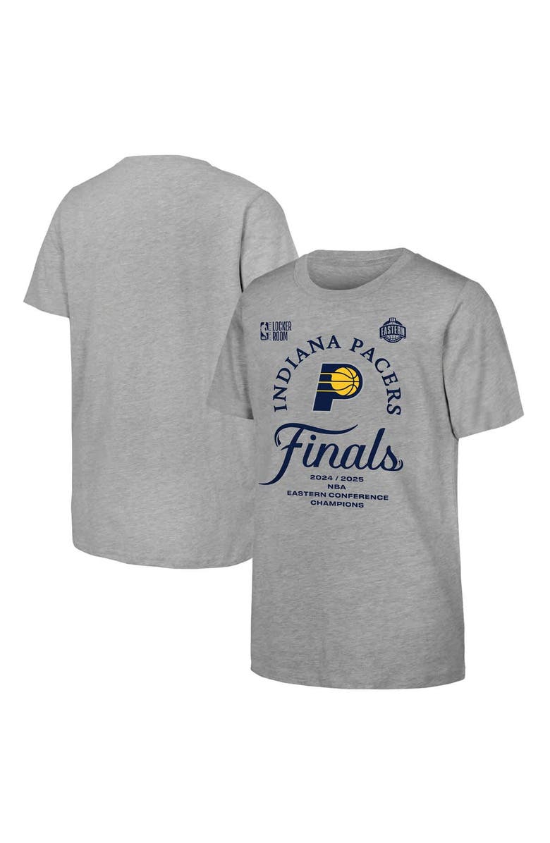 Outerstuff Youth Heather Gray Indiana Pacers 2025 Eastern Conference Champions Locker Room T-Shirt, Main, color, Heather Gray