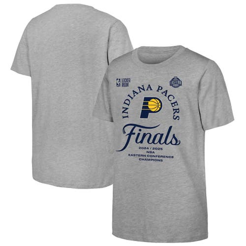 Outerstuff Kids'  Youth  Heather Gray Indiana Pacers 2025 Eastern Conference Champions Locker Room T-shirt