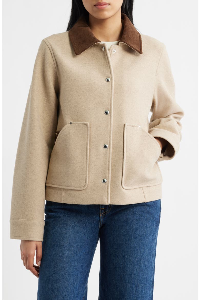 Corduroy Trim Jacket, Main, color, WHEAT