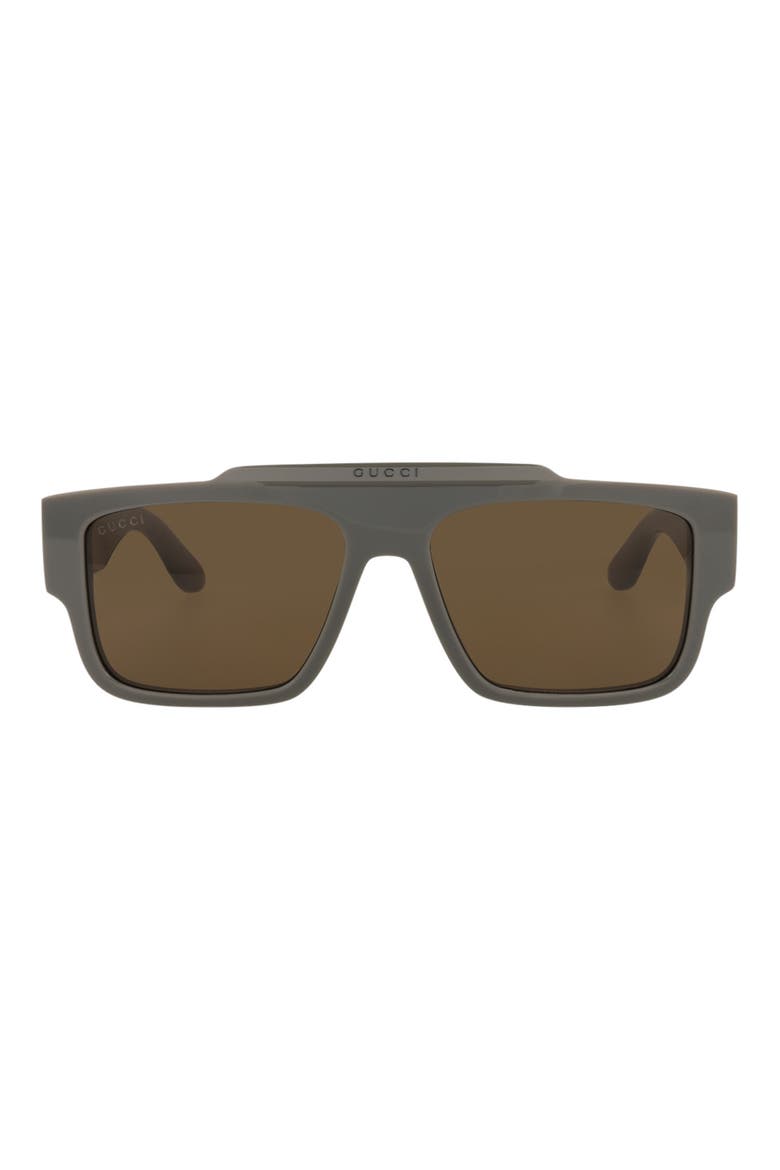 56mm Rectangle Sunglasses, Main, color, GREY GREY BROWN