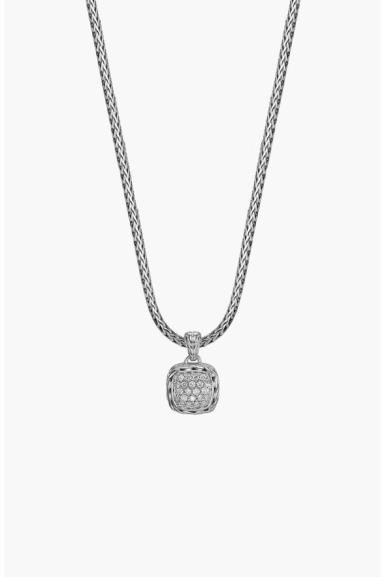 Carved Chain Necklace, Silver, Diamonds, Main, color, SILVER