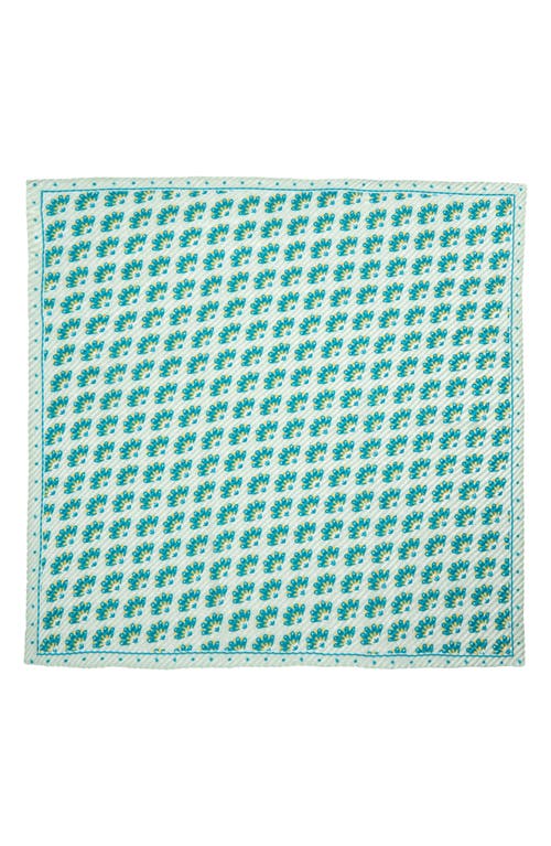 Treasure & Bond Pleated Satin Scarf In Green Abstract Fan