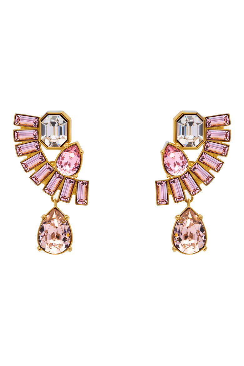 Rhinestone Fan Earrings, Main, color, ROSE