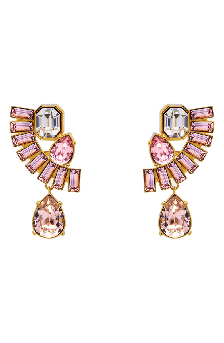 Oscar de la Renta Rhinestone Fan Earrings, Main, color, Rose