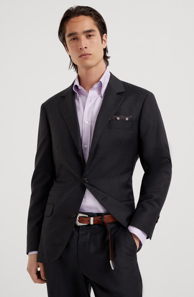 Brunello Cucinelli Twill blazer, Alternate, color, Anthracite