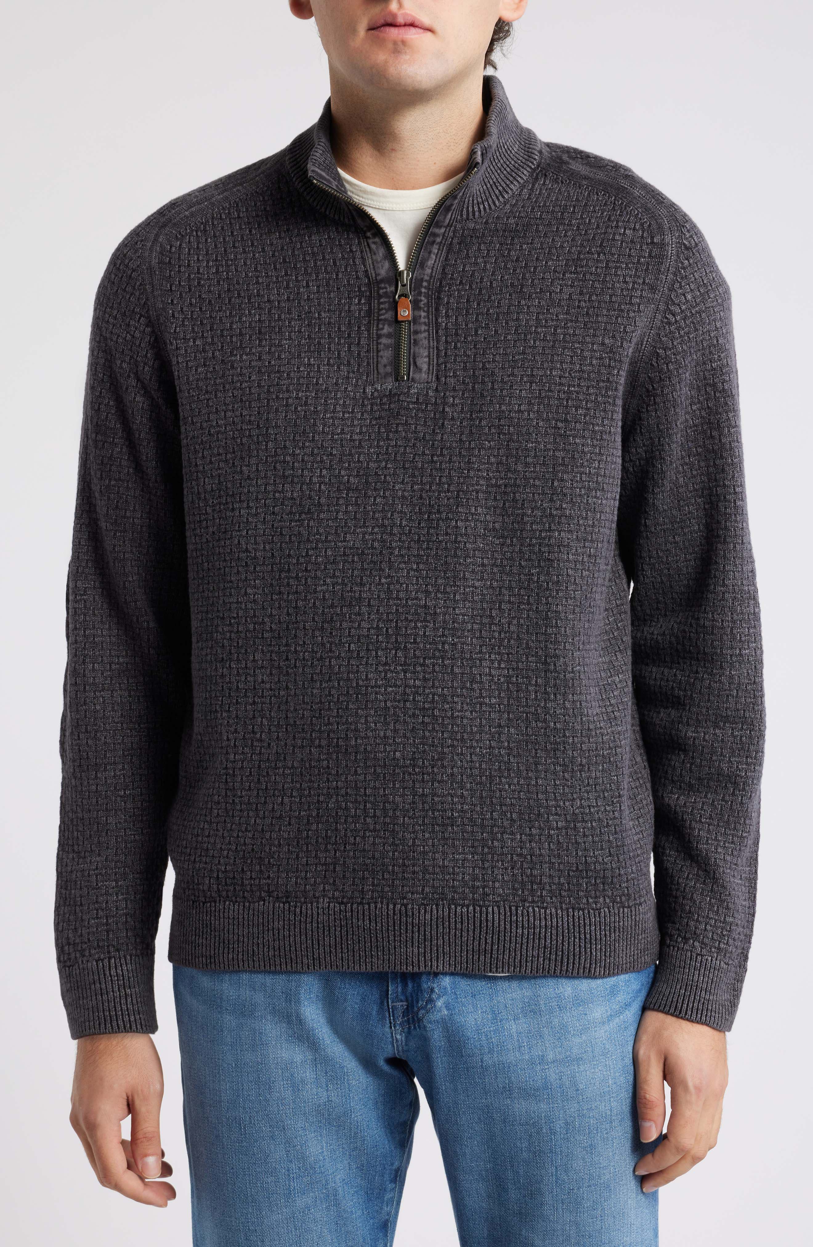 Tommy Bahama Sunbreak Half Zip Textured Cotton Sweater