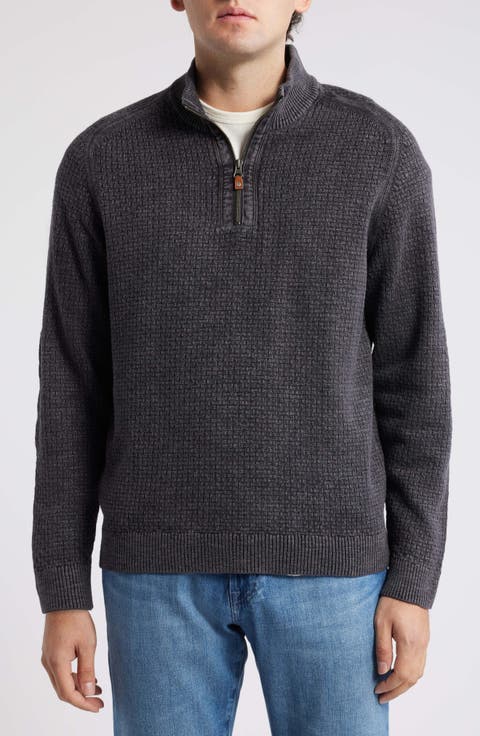 Sunbreak Half Zip Textured Cotton Sweater