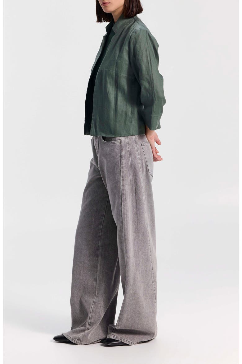 Cropped Linen Jacket, Alternate, color, Green