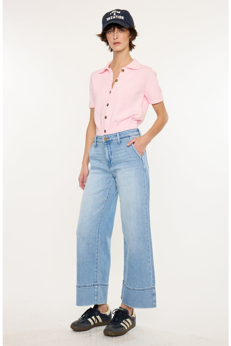Darla High Rise Cropped Wide Leg Jeans, Alternate, color, Medium Wash