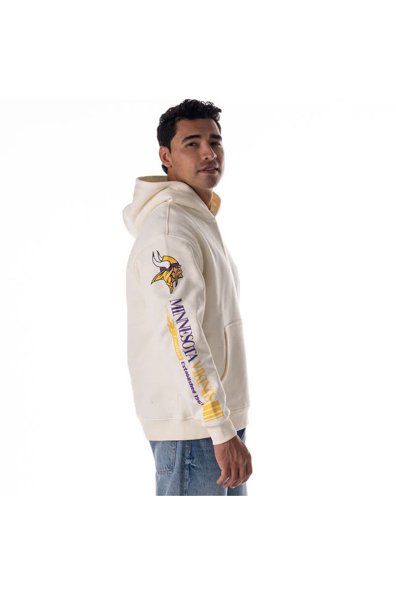 Unisex The Wild Collective  Cream Minnesota Vikings Stacked Graphic Sleeve Fleece Hoodie, Alternate, color, Cream
