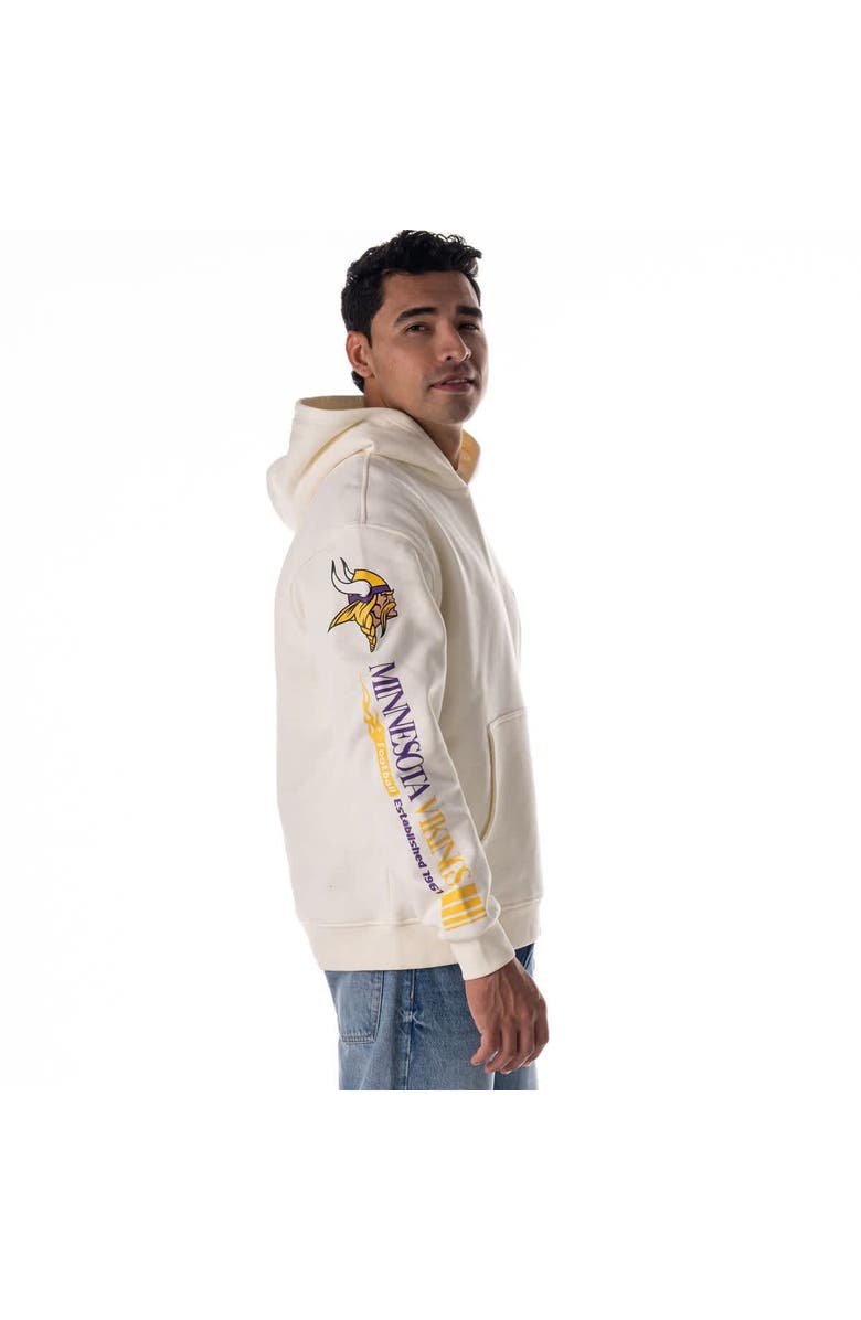 THE WILD COLLECTIVE Unisex The Wild Collective Cream Minnesota Vikings Stacked Graphic Sleeve Fleece Hoodie, Alternate, color, Cream