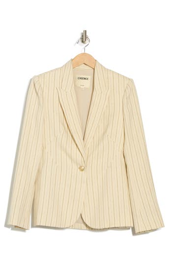 L Agence L'agence Clementine Blazer Jacket In Bone/ivory Stripe