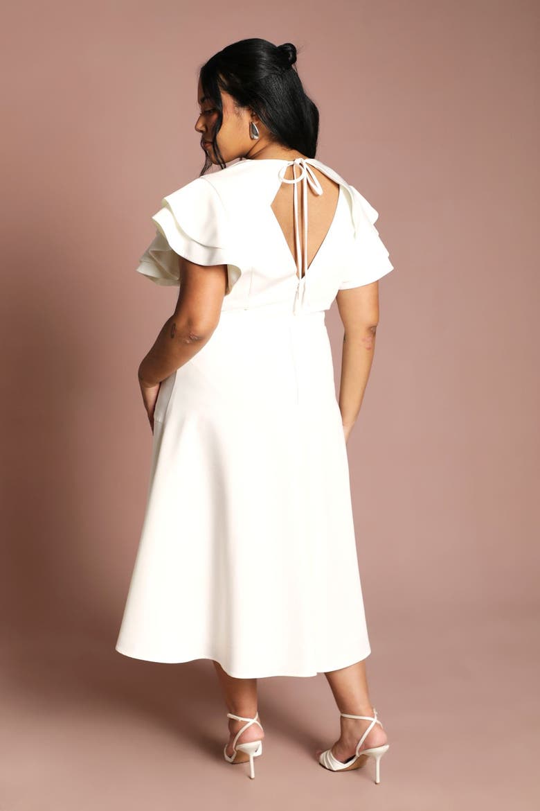 Plus Wrap Midi Dress, Alternate, color, Ivory