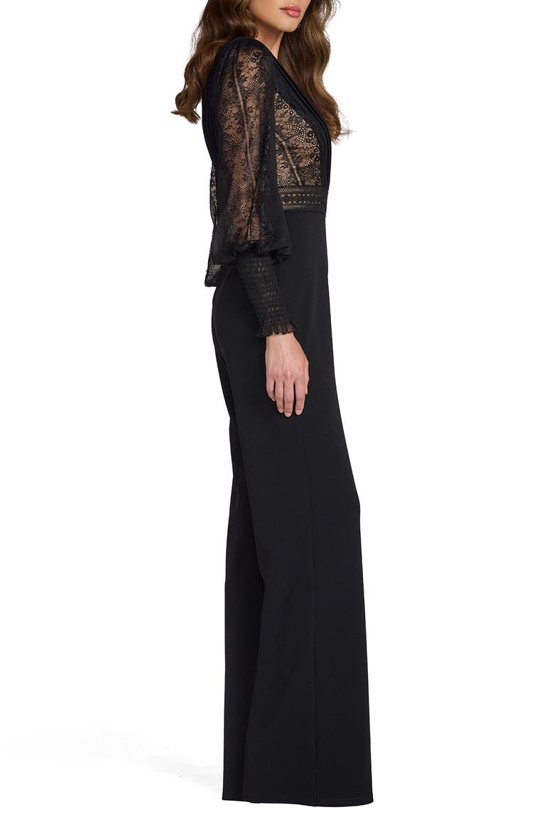 Pintuck Pleat Long Sleeve Jumpsuit, Alternate, color, BLACK/NUDE