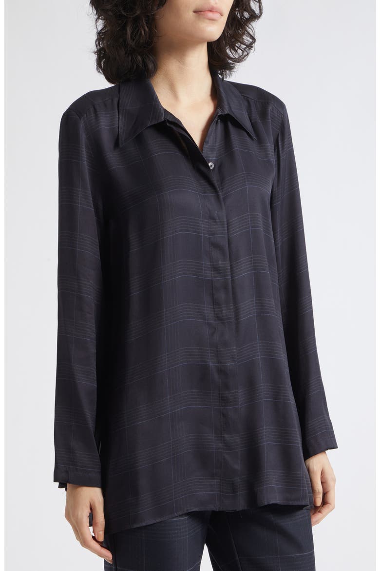 Ballata Point Collar Plaid Shirt, Alternate, color, NAVY