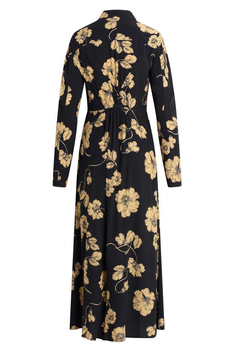 The Icon Floral Print Long Sleeve Shirtdress, Alternate, color, NOIR FLEUR