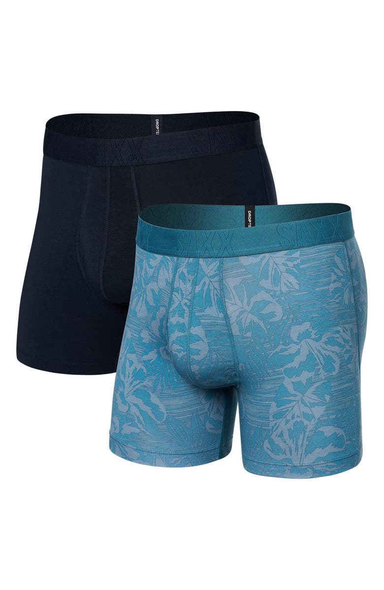 SAXX DropTemp<sup>™</sup> Cooling Cotton 2-Pack Slim Fit Boxer Briefs, Alternate, color, Jungle Haze/ Dark Ink