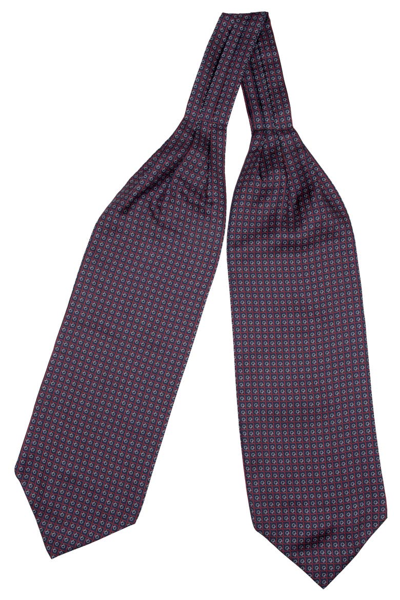 Rinaldo - Silk Ascot Cravat Tie for Men, Alternate, color, Burgundy & Navy