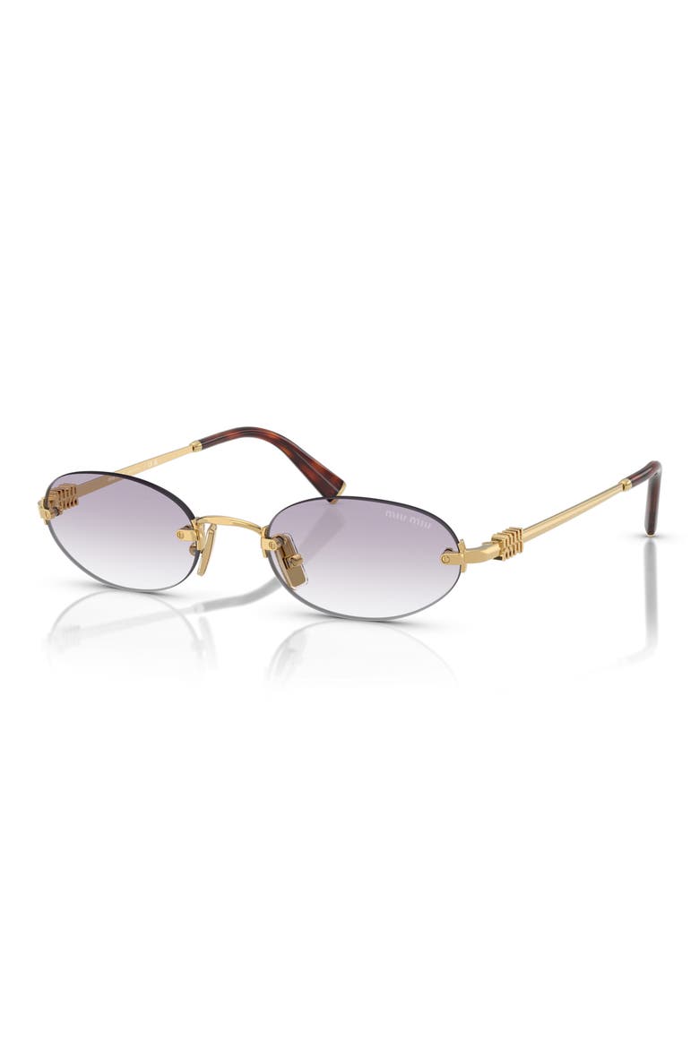 51mm Oval Rimless Sunglasses, Alternate, color, GOLD / CLEAR / DARK GREY