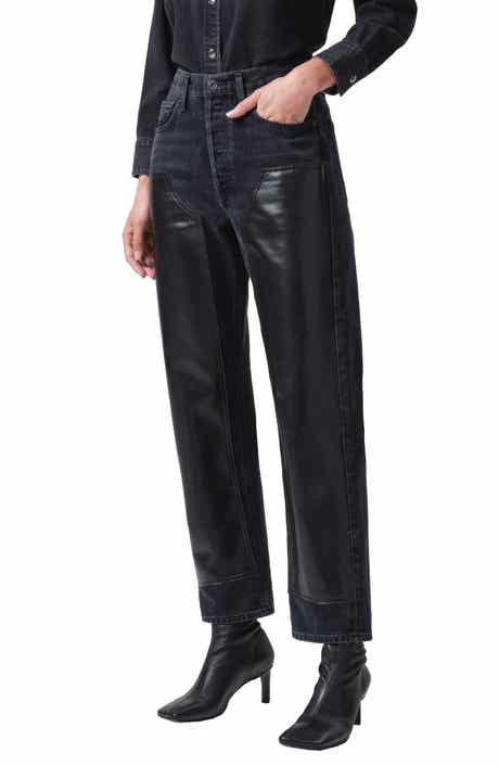 AGOLDE Ryder High Waist Organic Cotton Straight Leg Jeans with Recycled Leather Blend Panel
