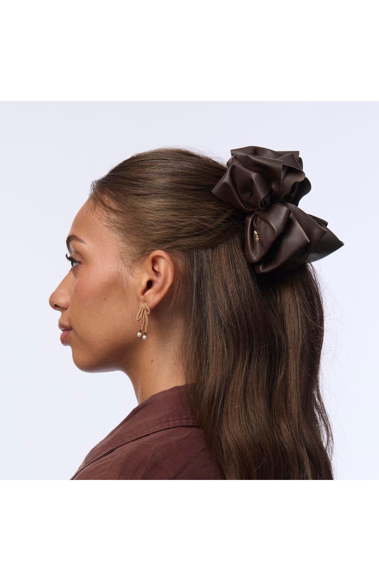 Lele Sadoughi Rita Genuine Leather Claw Clip, Alternate, color, Espresso 200