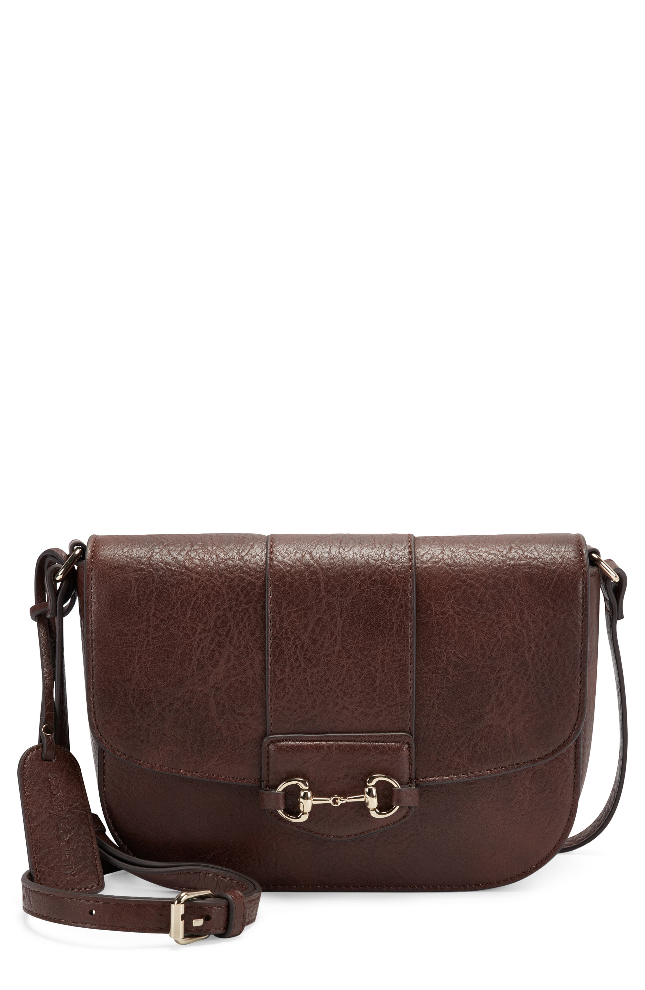 Nairi Faux Leather Crossbody Bag, Main, color, BRANDY