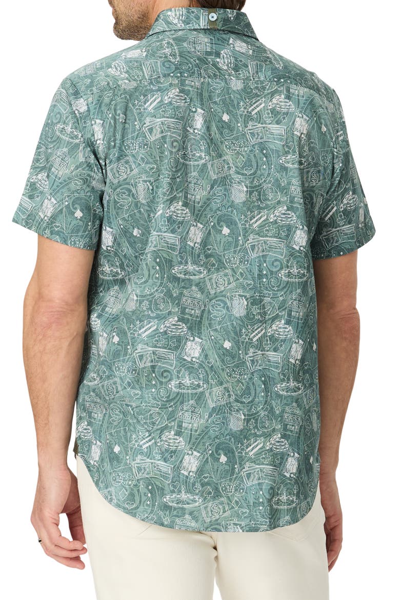 The Vault Short Sleeve Stretch Cotton Shirt, Alternate, color, EMERALD