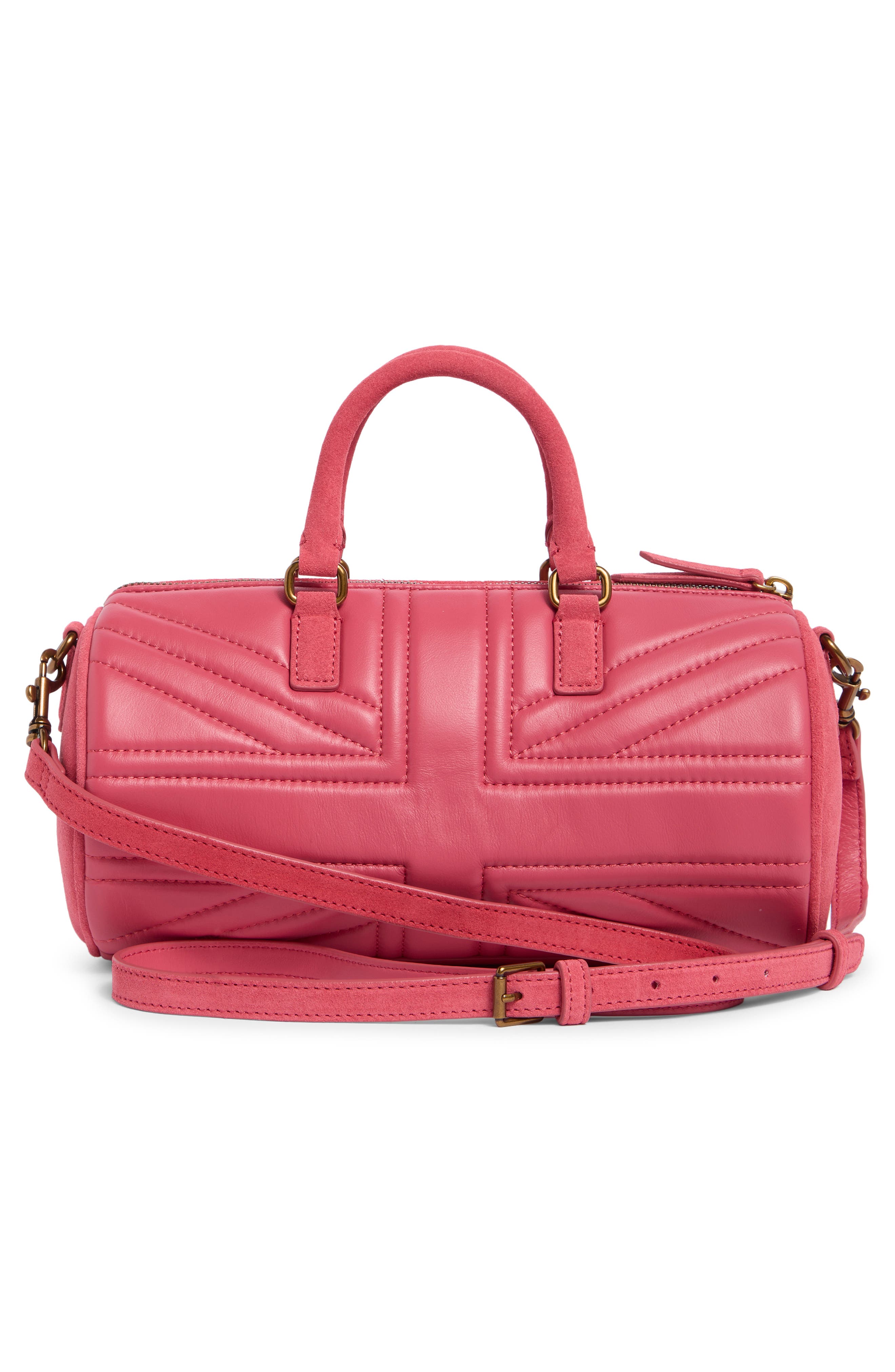 Union Jack Barrel Leather Bag, Alternate, color, OPEN PINK