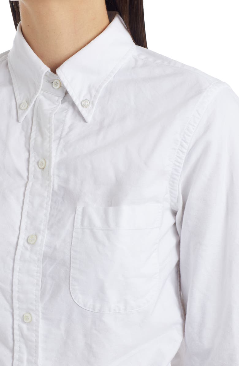 Thom Browne Classic Point Collar Long Sleeve Cotton Blouse, Alternate, color, White