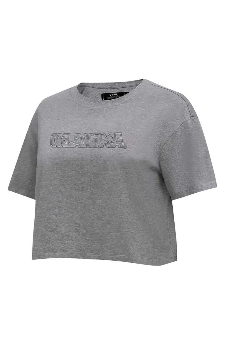 Women's Pro Standard Heather Charcoal Oklahoma Sooners Tonal Neutral Boxy Cropped T-Shirt, Alternate, color, Heather Charcoal