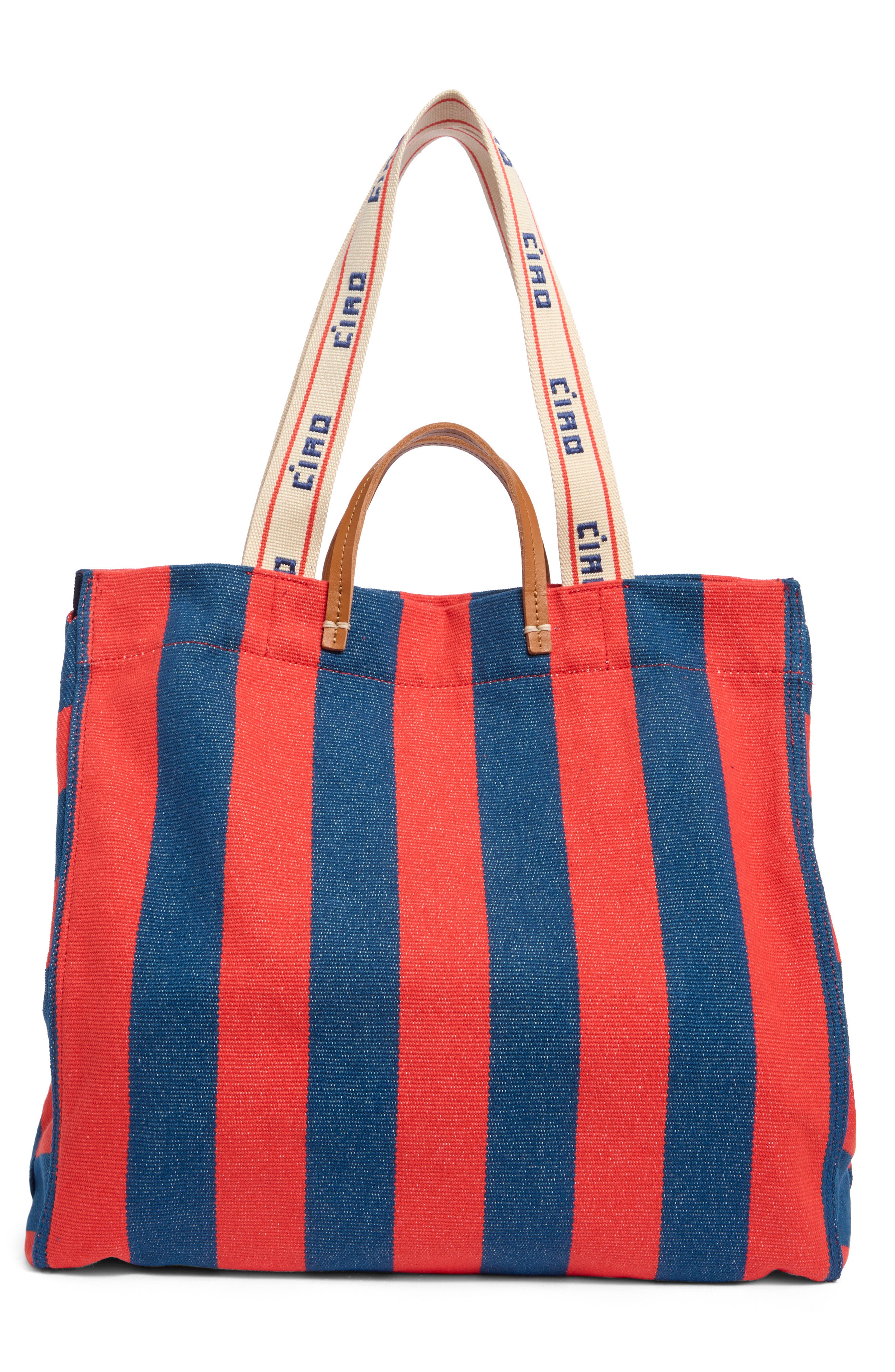 Clare V. La Côte Tote, Alternate, color, Poppy/ French Blue