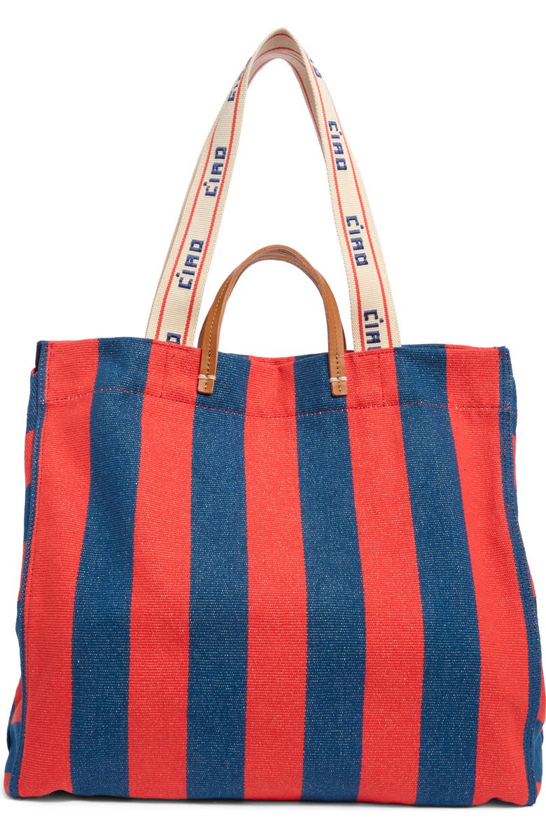 Clare V. La Côte Tote, Alternate, color, Poppy/ French Blue