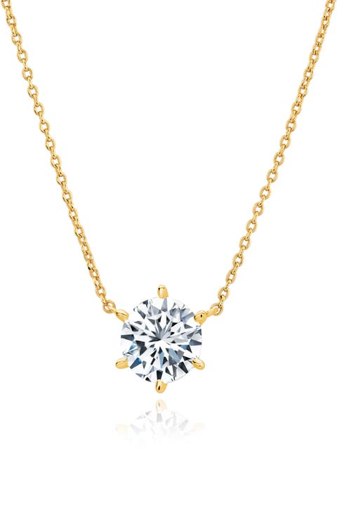 Cubic Zirconia Solitaire Pendant Necklace