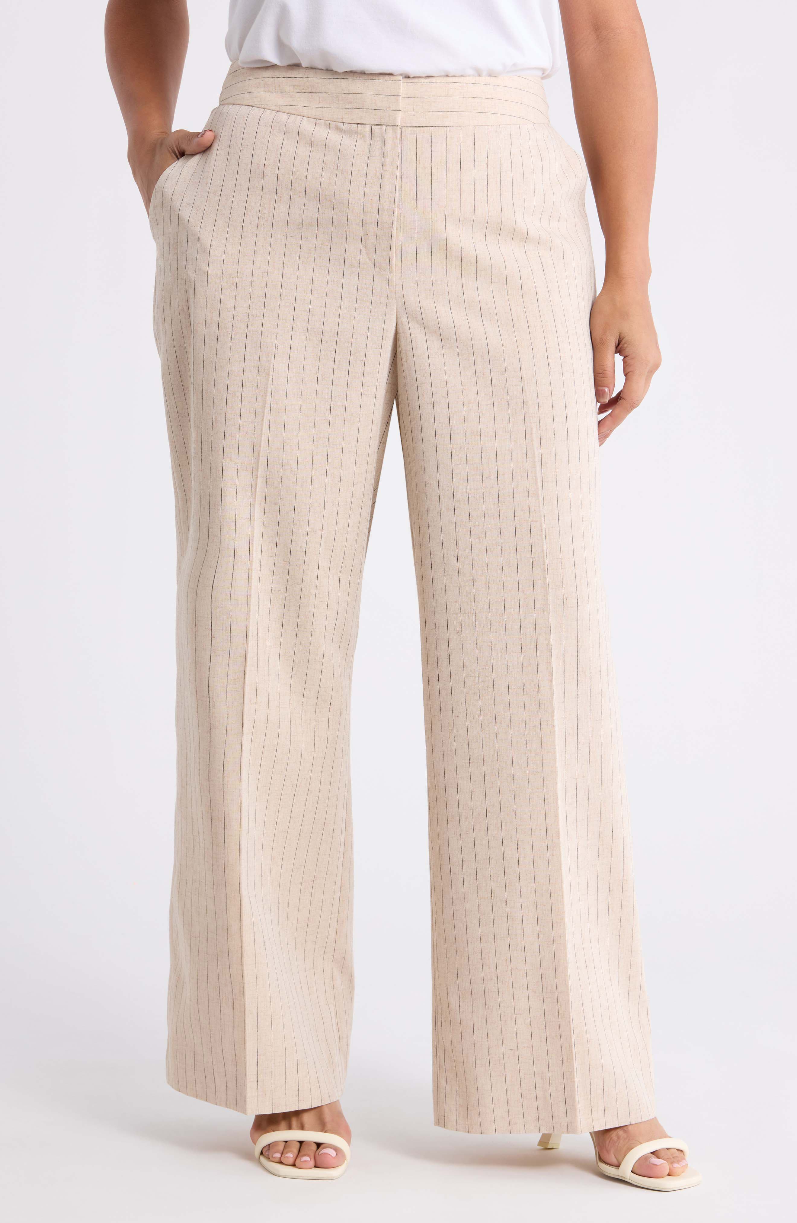 Pinstripe Wide Leg Pants