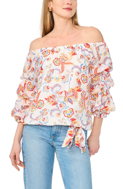 Off the Shoulder Bubble Sleeve Top