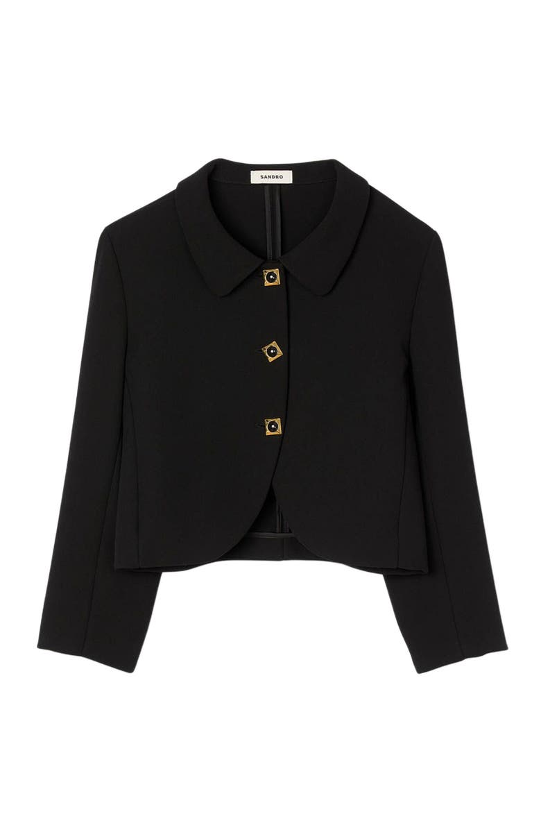 SANDRO Cropped jacket with decorative buttons, Alternate, color, Black